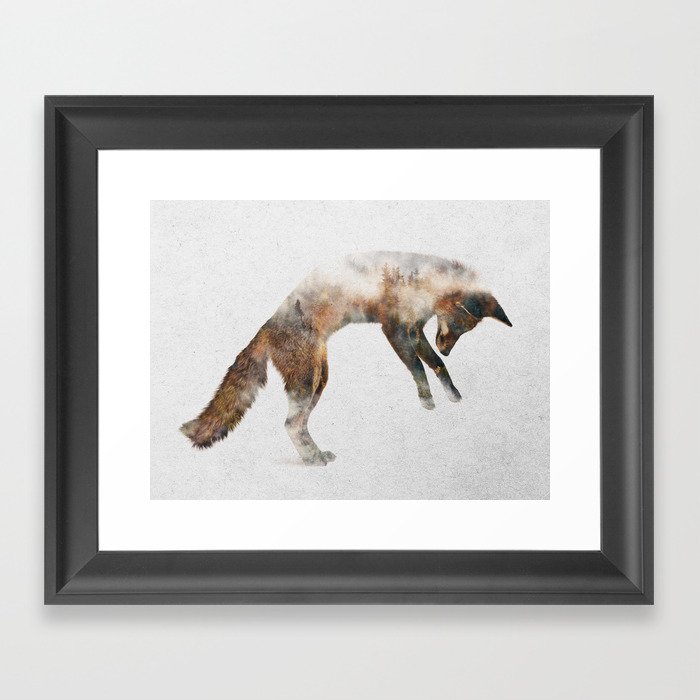 Jumping Fox Framed Art Print