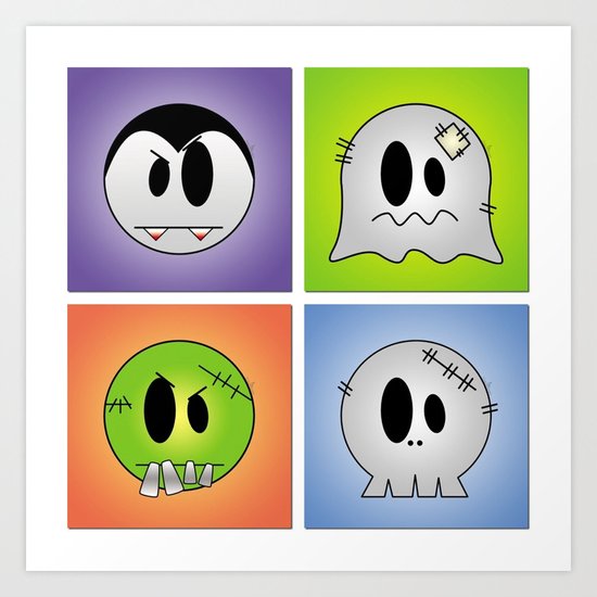Little Halloween Monsters Art Print