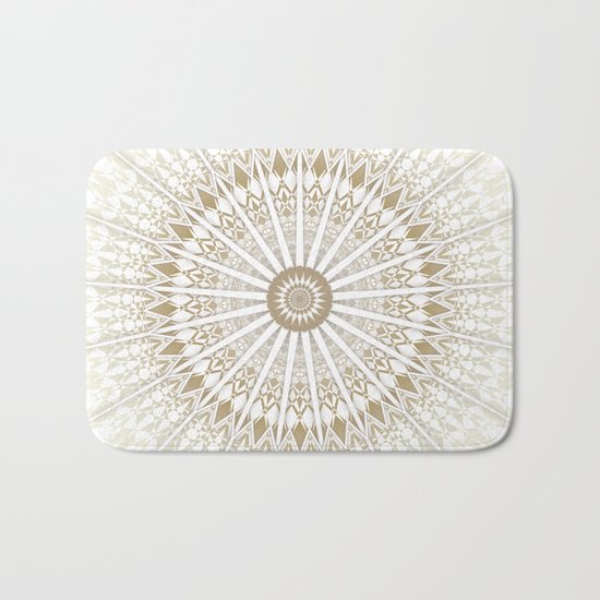 Khaki White Mandala Bath Mat