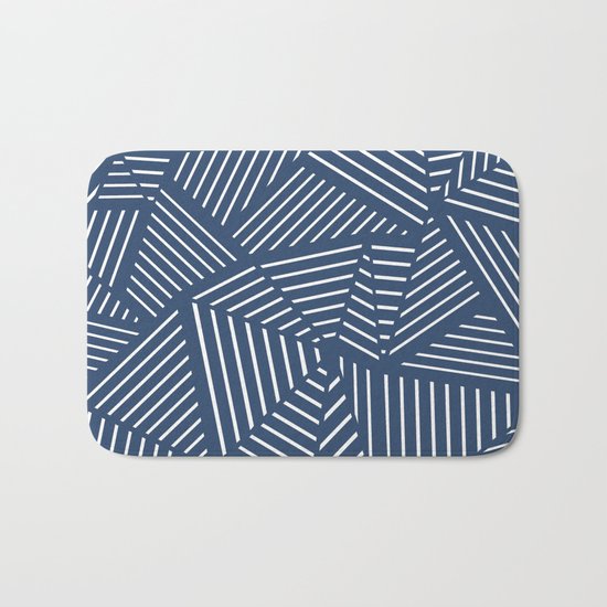 Abstraction Linear Zoom Navy Bath Mat