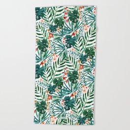 TROP DON'T STOP Tropical Palms and Monstera Beach Towel