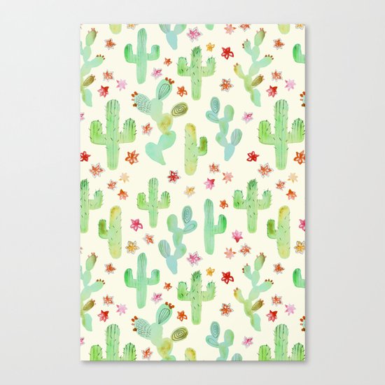 Watercolor Cacti Canvas Print