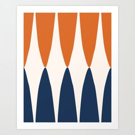Abstract Shapes 403 Pattern in Navy Blue Orange Art Print