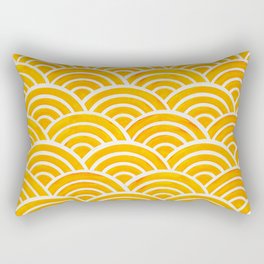 Japanese Seigaiha Wave – Marigold Palette Rectangular Pillow