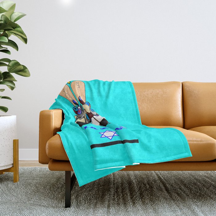 A Bar Mitzvah Design with Blue Background Throw Blanket