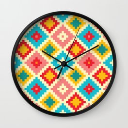 Candy Colored Tile Pattern Wall Clock