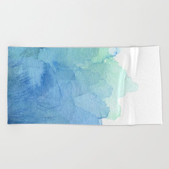 Abstract Watercolor Texture Blue Green Sea Sky Colors Beach Towel