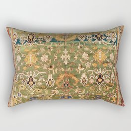 Antique Copper Green Abrashed Persian Rug Print Rectangular Pillow