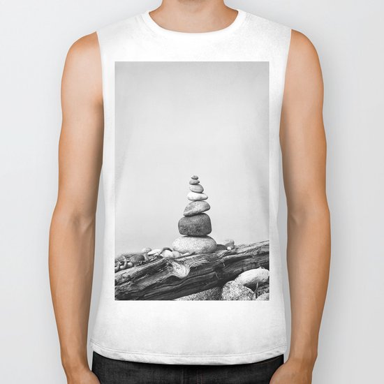 Balance of Nature peppel cairn black white Biker Tank