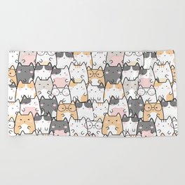 Kawaii Cute Cats Pattern Beach Towel