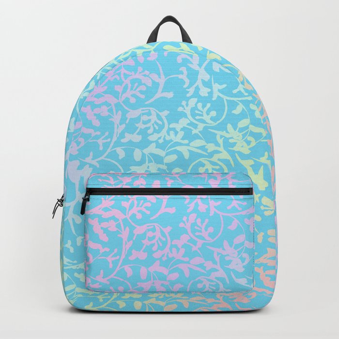 Rainbow Vines Pattern on Blue Backpack