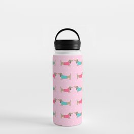 Cute dog lovers with dots in pink background Water Bottle