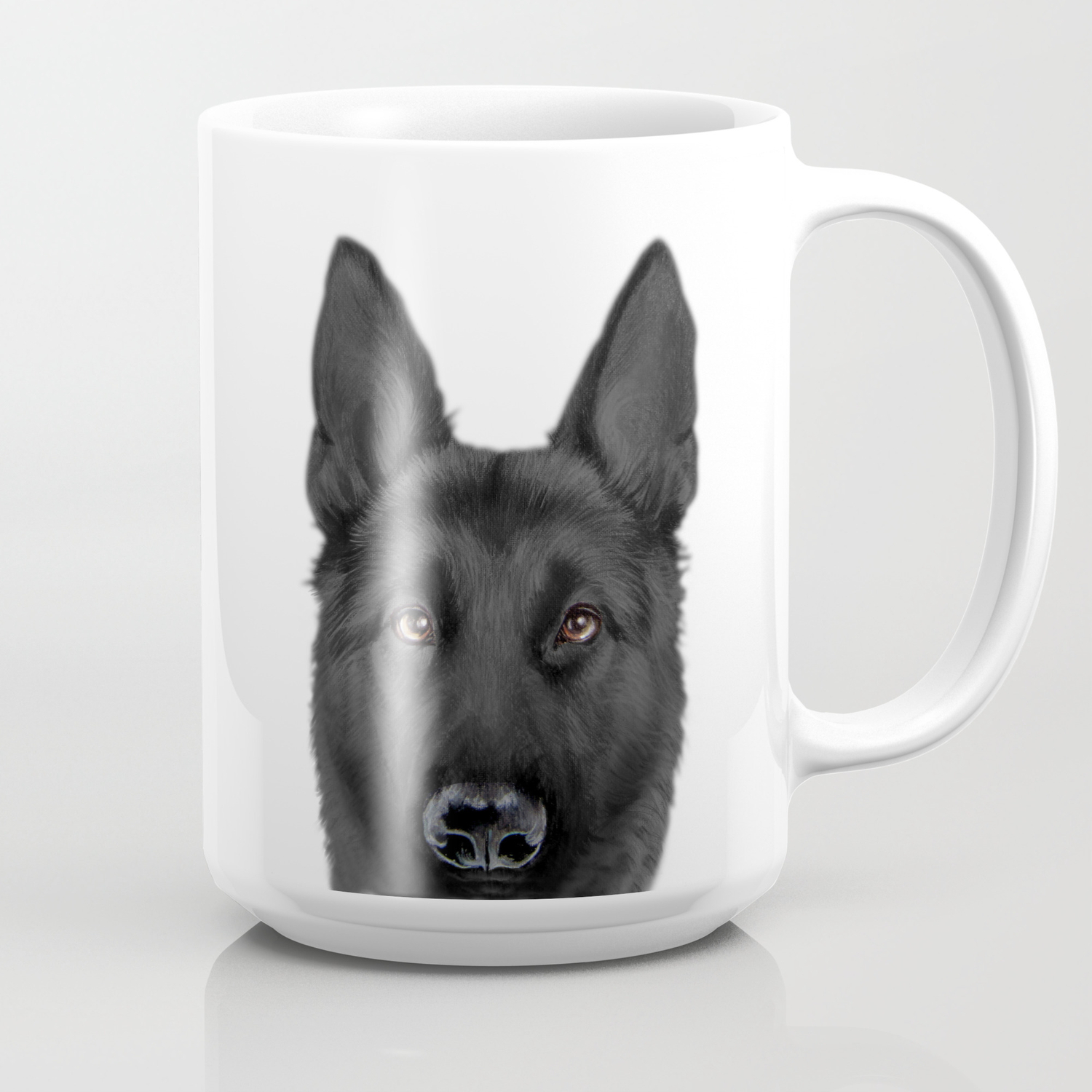 Black German Shepherd Original Painting By Miart Coffee Mug By