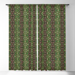 Liquid Light Series 59 ~ Red & Green Abstract Fractal Pattern Blackout Curtain