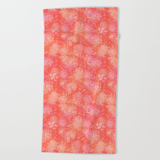 Floral pattern salmon Beach Towel