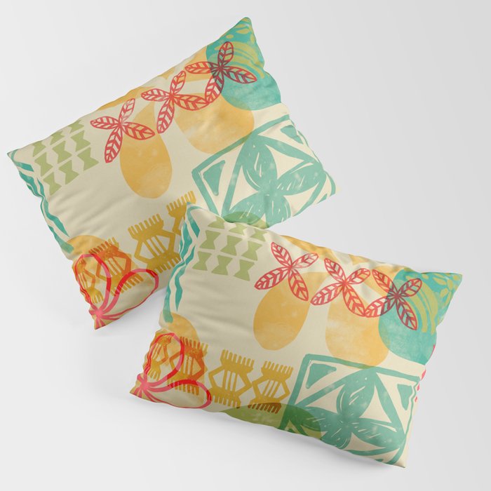 Modern 50s Tiki Party Throwback pattern Beige Pillow Sham