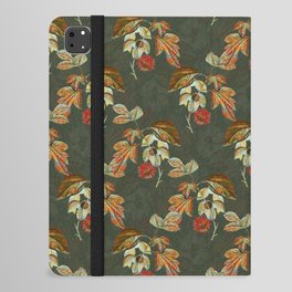 Vintage Paper Mulberry Flower Botanical Pattern on Mallard Green iPad Folio Case