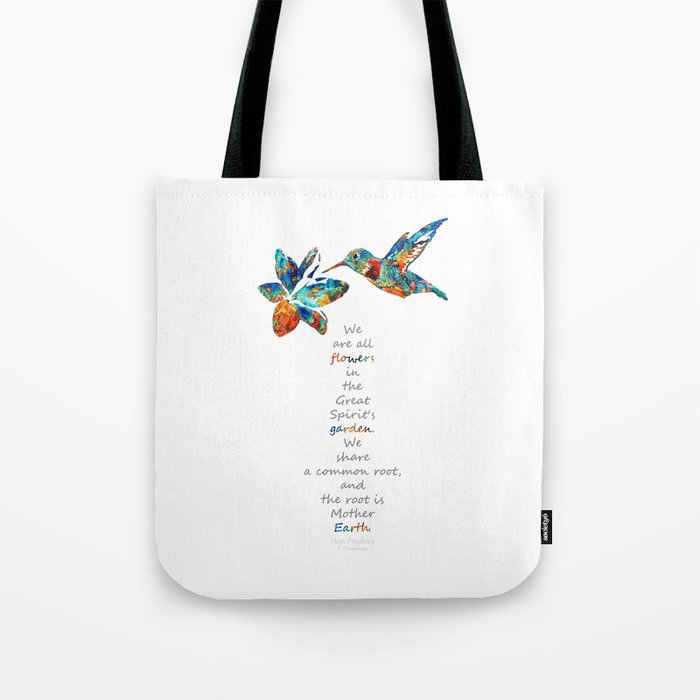 Humming Bird - Great Spirit's Garden - Native American Art - Sharon Cummings Tote Bag