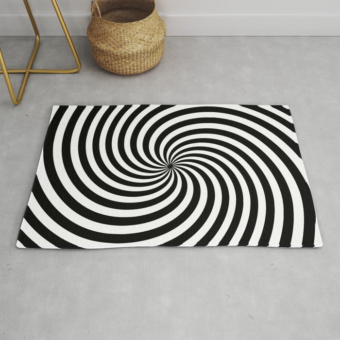 Black And White Op Art Spiral Rug