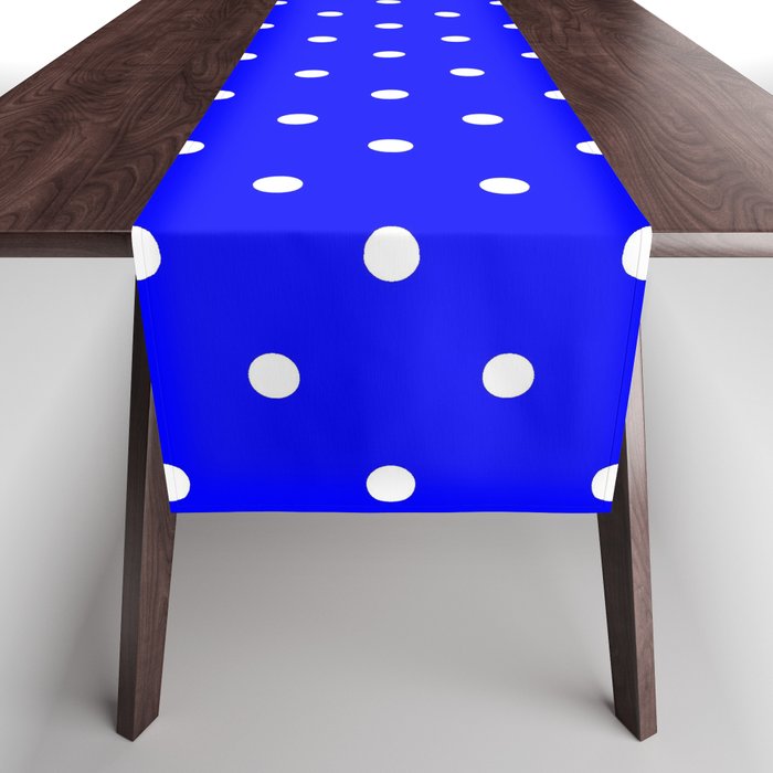 Dotted (White & Classic Blue Pattern) Table Runner