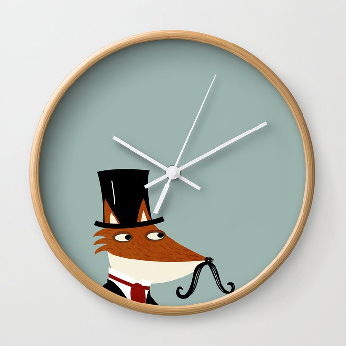 Gentleman Fox Takes a Stroll Wall Clock