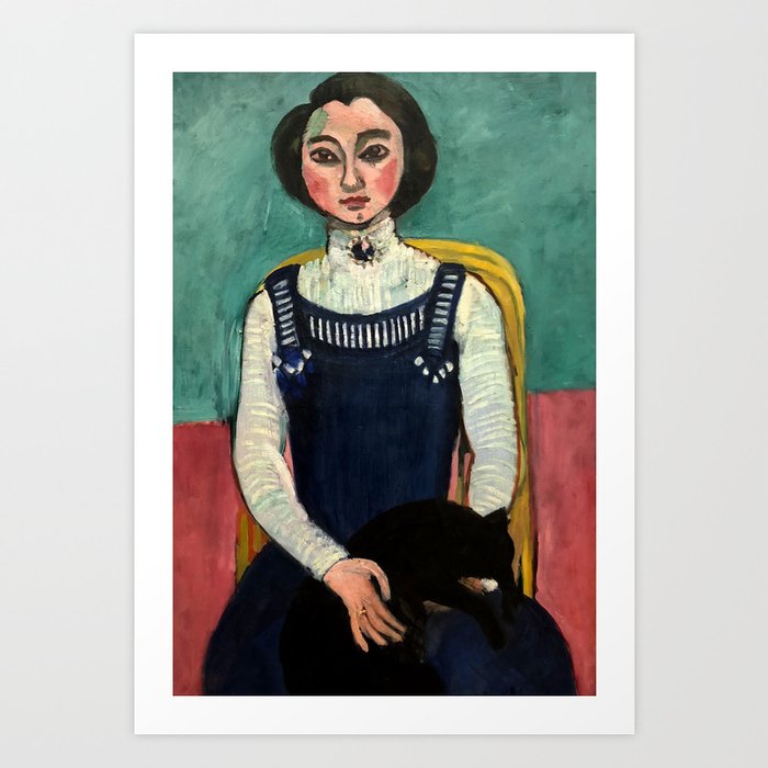 Henri Matisse,  Marguerite with Black Cat by Henri Matisse Art Print