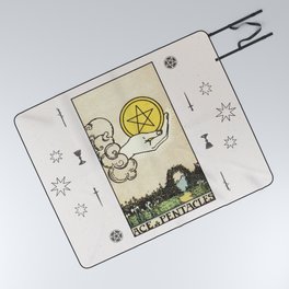 ACE OF PENTACLES / WHITE Picnic Blanket