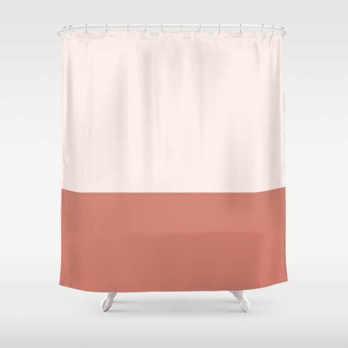 Cream Red Color Block Shower Curtain by cozymidnight Society6