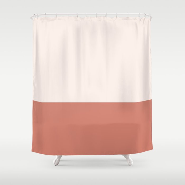 Cream & Red Color Block Shower Curtain