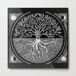 Druid Tree of Life Metal Print | Digital, Curated, Mandala, Tarot, Rootchakra, Treeoflife, Stars, Earth, Leaves, Tree 