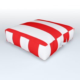 Jumbo Berry Red and White Rustic Vertical Cabana Stripes Outdoor Floor Cushion