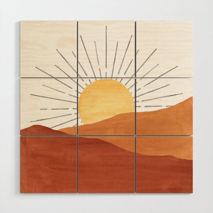 Terracotta desert sun Wood Wall Art