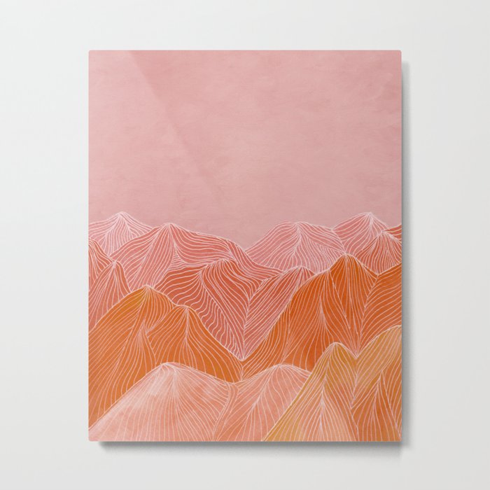 Lines in the mountains - pink II Metal Print