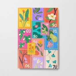 Art Aesthetic Girly Y2K Colorful Flower Market Stamp Design Metal Print | Girlydecor, Anthropologie, 2000S, Colorfulbedding, Y2K, Freepeople, Girly, Urbanoutfitters, Cutedorm, Retro 
