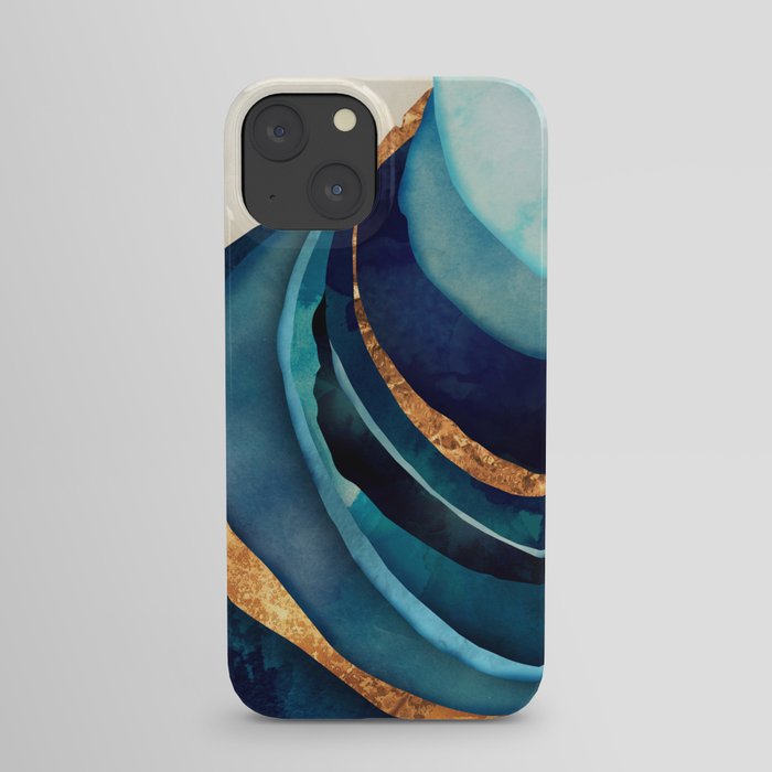 Abstract Blue with Gold iPhone Case