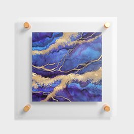 Royal Blue + Violet + Gold Abstract Shoreline Floating Acrylic Print