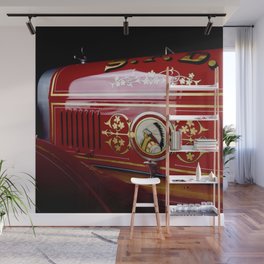 Vintage antique red fire engine Indian Head fire fighting color photograph / photography Wall Mural