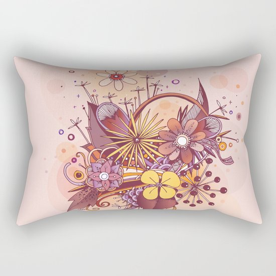Zentangle, summer rose pink, purple doodle Rectangular Pillow