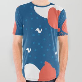 Abstract hippie red-blue pattern All Over Graphic Tee