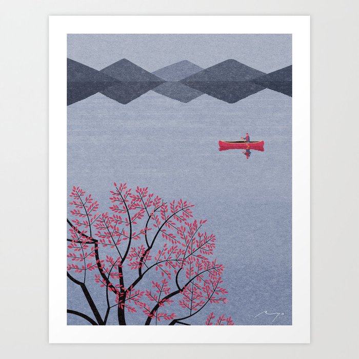 Canoe on the Lake (2015) Art Print