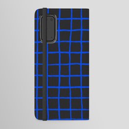 Cobalt Blue Grid over Charcoal Black Android Wallet Case