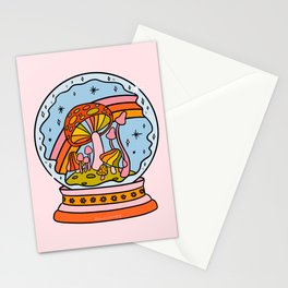 Mushroom Snow Globe Stationery Cards | Snowglobe, Mushrooms, Retro, Snowflake, Rainbow, Mushroom, Holiday, Snow, Hippie, Ice 