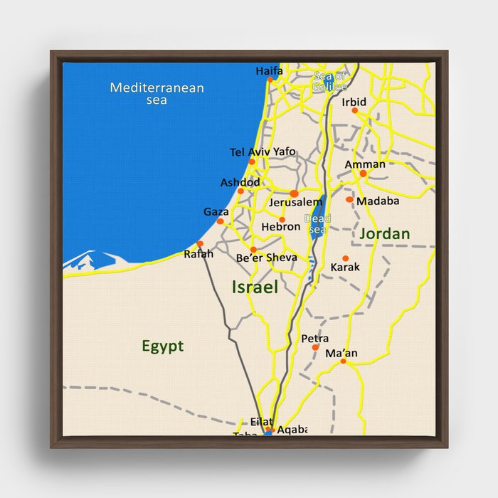 Israel Map design Framed Canvas
