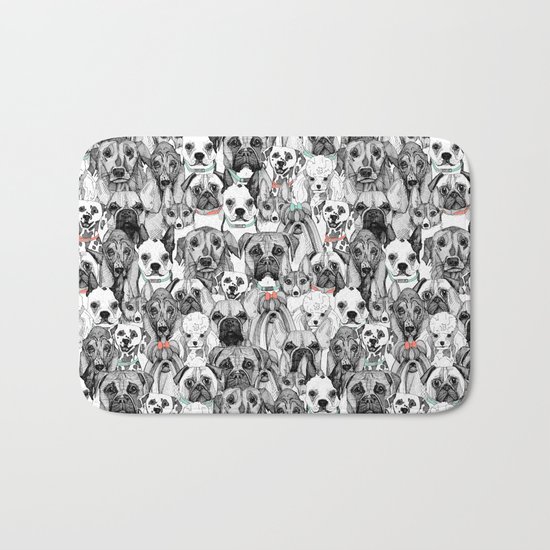 just dogs coral mint Bath Mat