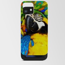 Gold and Blue Macaw Parrot Fantasy iPhone Card Case