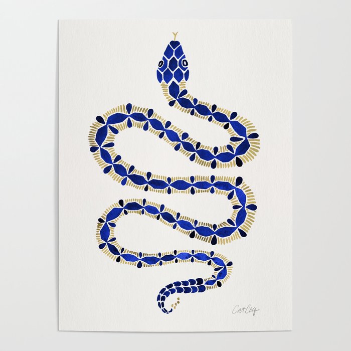 Navy & Gold Serpent Poster
