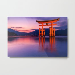 Wonderful sunset colors at the famous floating Torii Gate on Miyagima Island, Japan. Metal Print | Floating, Shintoshrine, Sacred, Culture, Traditional, Island, Reflections, Religion, Miyajima, Photo 