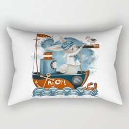 Ahoy! Sailor bunny on a boat looking for adventure. Rectangular Pillow