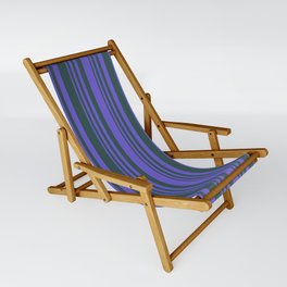 [ Thumbnail: Slate Blue and Dark Slate Gray Colored Lines/Stripes Pattern Sling Chair ]