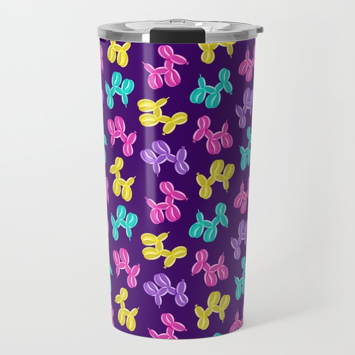 balloon dogs - multi on purple Travel Mug
